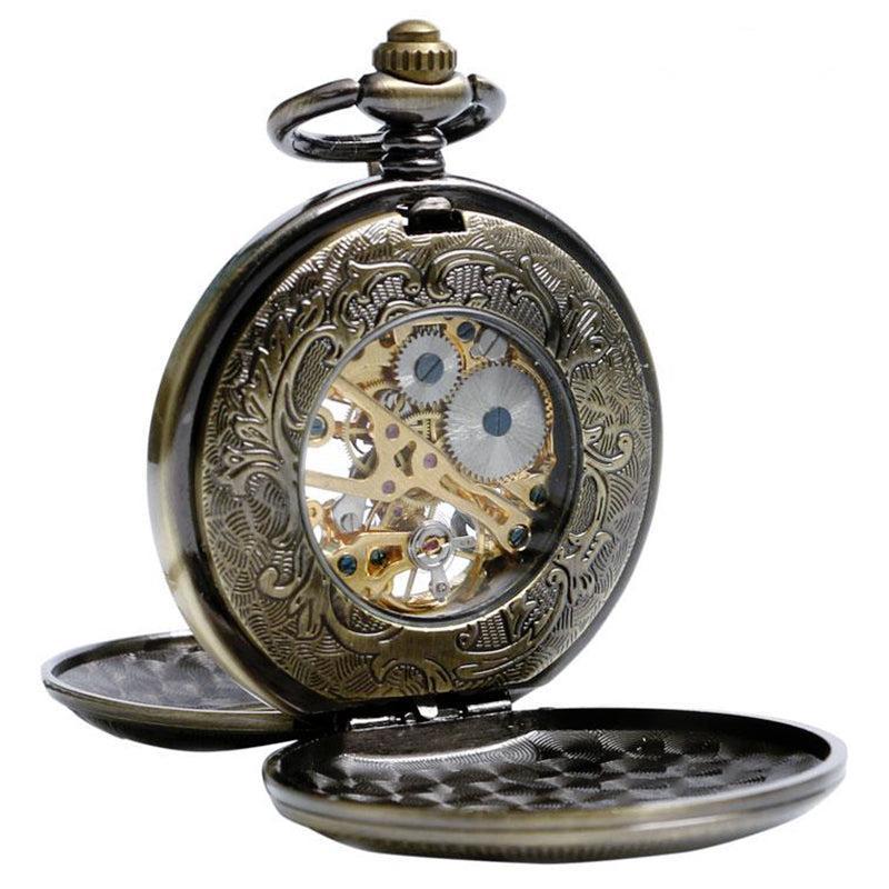 Orologio Da Tasca Color Bronzo Con Cassa A Forma Di Cacciatore Con Trama Floreale Orologio Da Tasca Da Donna Con Collana~p132081000 - Foto 9