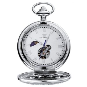 Orologio da tasca meccanico da uomo in argento
