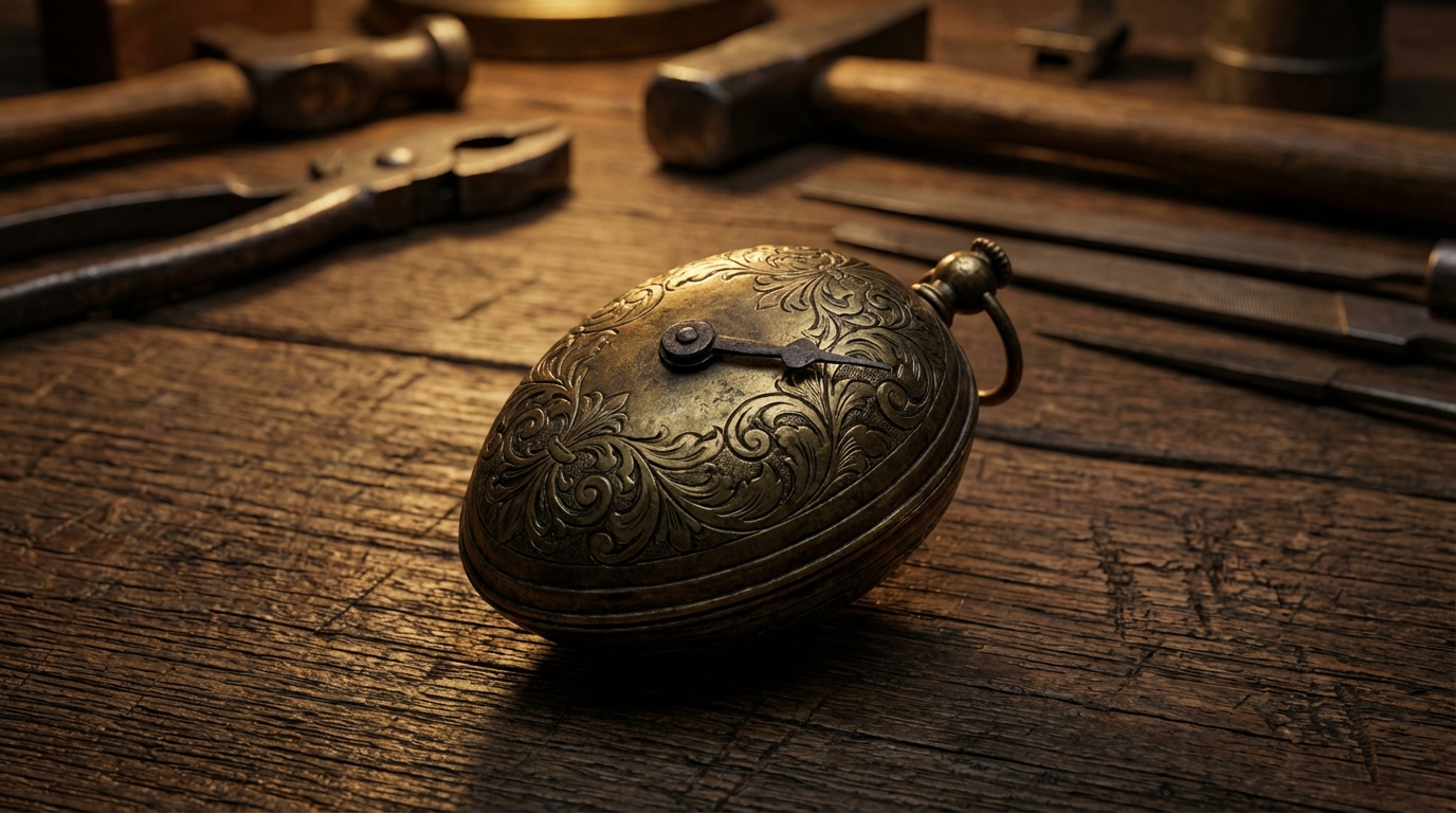 Antico orologio uovo di Norimberga creato da Peter Henlein, l'uomo chi ha inventato l'orologio da taschino
