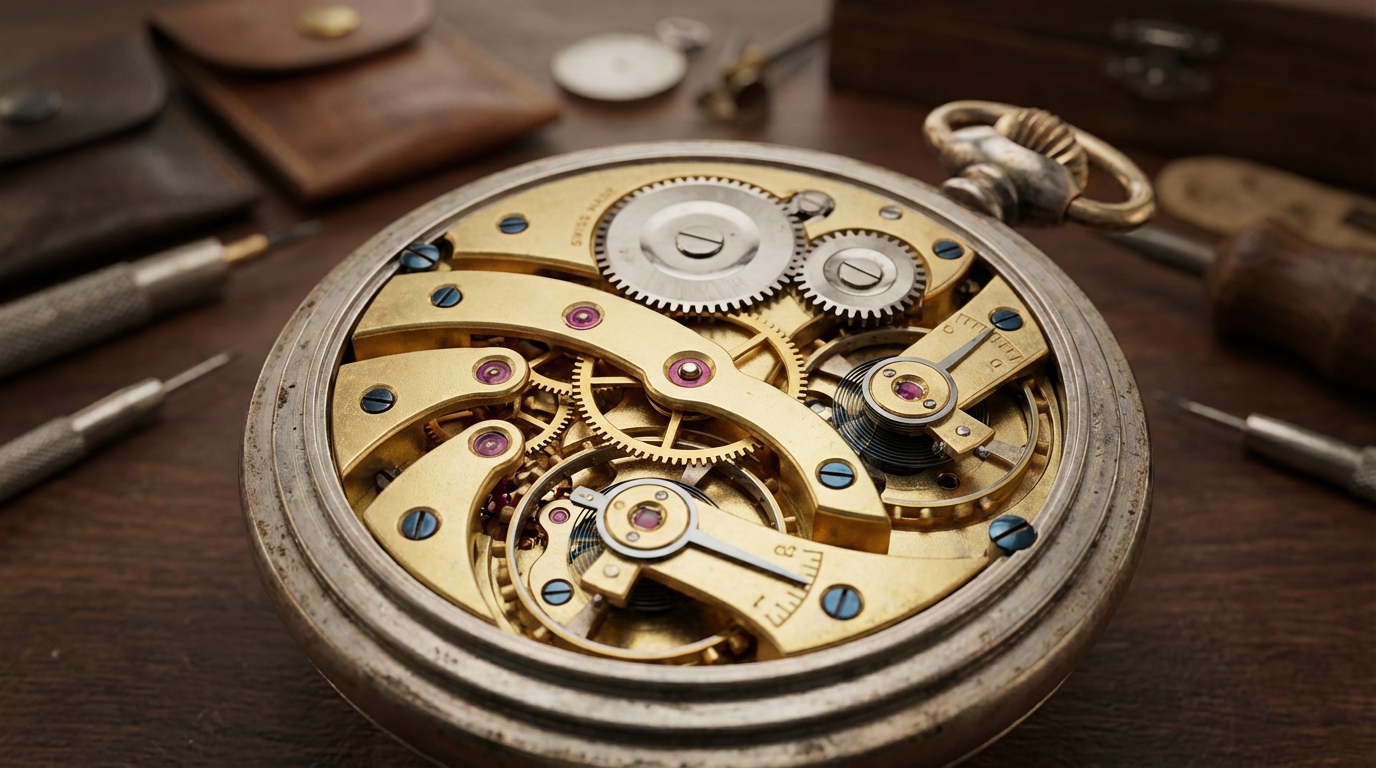 Antico orologio da taschino Jaeger LeCoultre con meccanismo complesso a vista