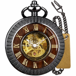 Orologio cipolla vintage meccanico con numeri romani — Nero