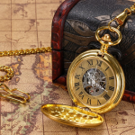 Orologio da tasca automatico dorato con numeri romani