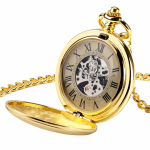Orologio da tasca automatico dorato con numeri romani