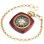 Orologio da tasca automatico in legno di sandalo rosso