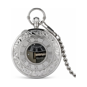 Orologio da tasca con carillon al quarzo argentato