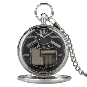 Orologio da tasca con carillon al quarzo argentato