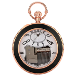 Orologio da tasca con carillon rosa dorato e catena