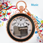 Orologio da tasca con carillon rosa dorato e catena