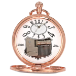 Orologio da tasca con carillon rosa dorato e catena