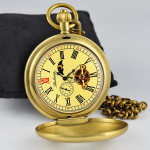 Orologio da tasca double hunter in rame con fase lunare