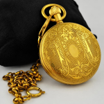 Orologio da tasca Double Hunter in rame con fiori