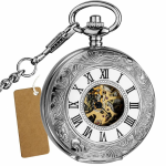 Orologio da tasca Double Hunter meccanico — Argentato