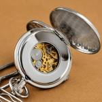 Orologio da tasca double hunter meccanico in acciaio
