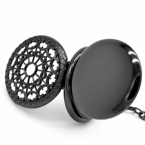 Orologio da tasca Double Hunter steampunk nero