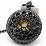 Orologio da tasca Double Hunter steampunk nero