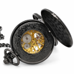 Orologio da tasca Double Hunter steampunk nero