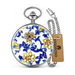 Orologio da tasca meccanico blu e bianco