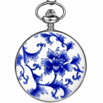 Orologio da tasca meccanico blu e bianco