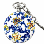 Orologio da tasca meccanico blu e bianco
