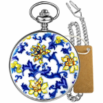 Orologio da tasca meccanico blu e bianco