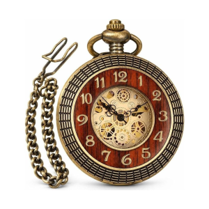 Orologio da tasca meccanico color bronzo con numeri romani