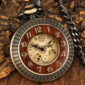 Orologio da tasca meccanico color bronzo con numeri romani