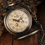 Orologio da tasca meccanico color bronzo con numeri romani