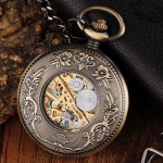 Orologio da tasca meccanico color bronzo con numeri romani