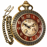 Orologio da tasca meccanico color bronzo con numeri romani