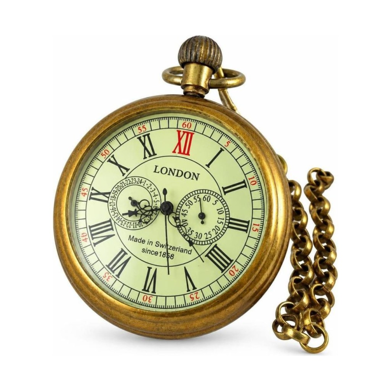Orologio da tasca meccanico con numeri romani in rame
