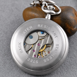Orologio da tasca meccanico in acciaio inox