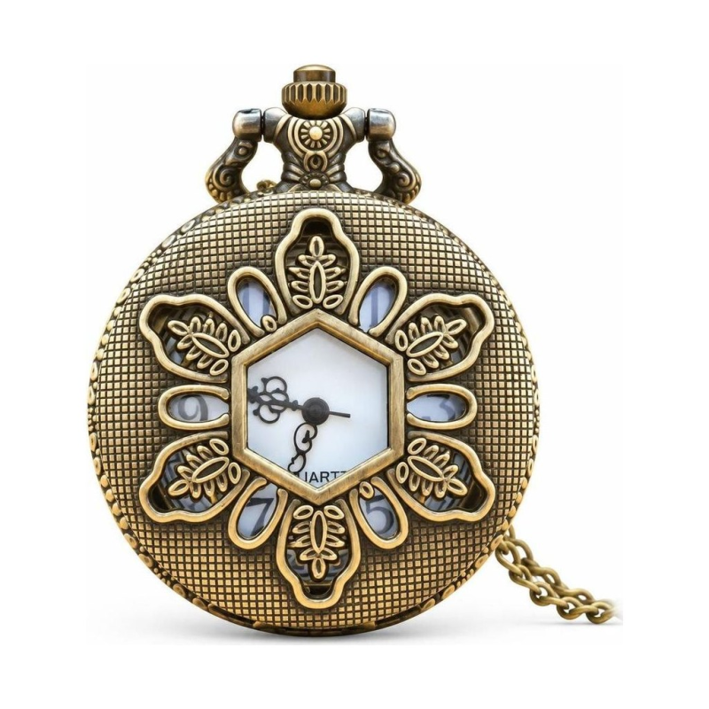 Orologio da tasca quartz vintage con decoro floreale