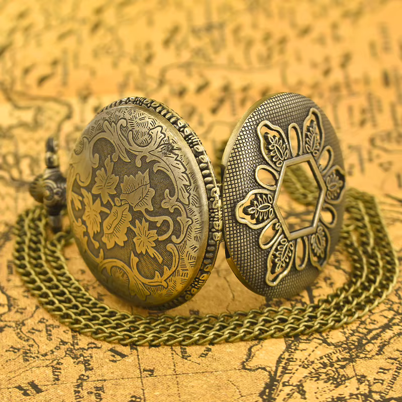 Orologio da tasca quartz vintage con decoro floreale