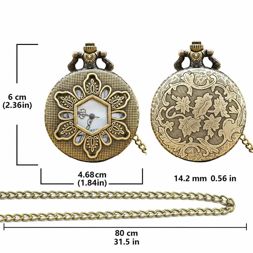 Orologio da tasca quartz vintage con decoro floreale