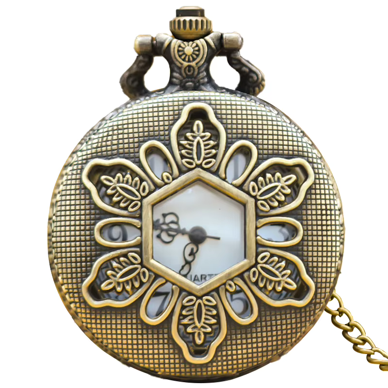 Orologio da tasca quartz vintage con decoro floreale