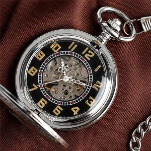 Orologio da tasca scheletrato automatico con catena