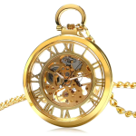 Orologio da tasca scheletrato dorato a carica manuale