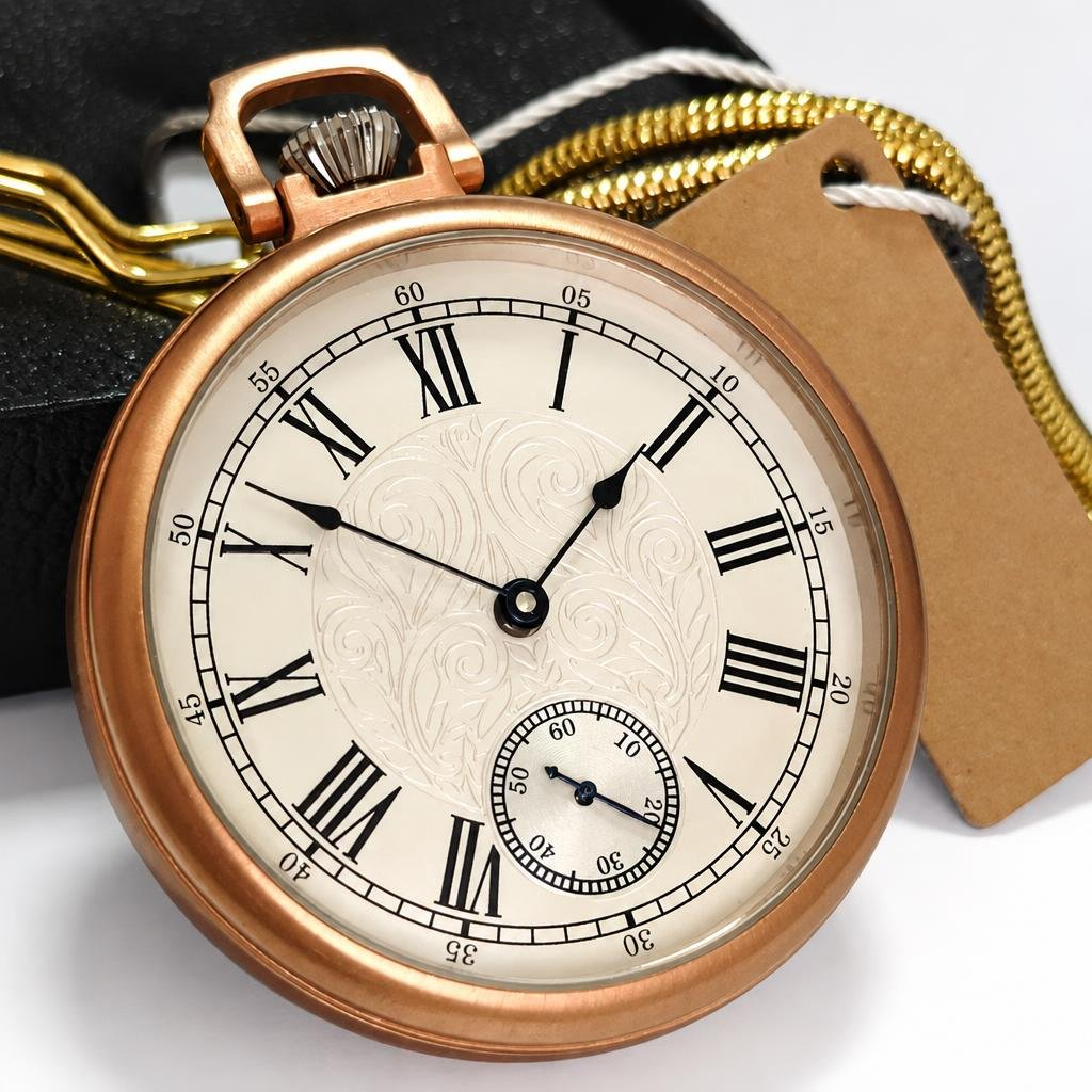 Orologio da tasca vintage meccanico color oro rosa