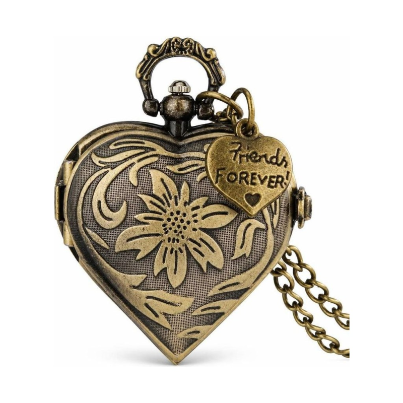 Orologio da taschino a cuore al quarzo con catena