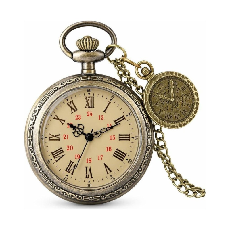 Orologio da taschino al quarzo antico con catena