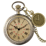 Orologio da taschino al quarzo antico con catena — Beige con numeri rossi