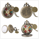 Orologio da taschino al quarzo antico con catena — Bianco con bordo ampio