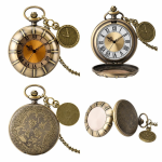 Orologio da taschino al quarzo antico con catena — Bianco con bordo sottile