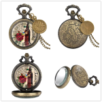 Orologio da taschino al quarzo antico con catena — Blu e giallo
