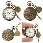 Orologio da taschino al quarzo antico con catena — Color rame a raggi