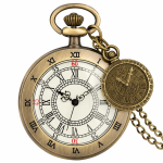 Orologio da taschino al quarzo antico con catena — Rosso e turchese