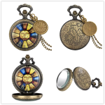 Orologio da taschino al quarzo antico con catena — Torre e rosa