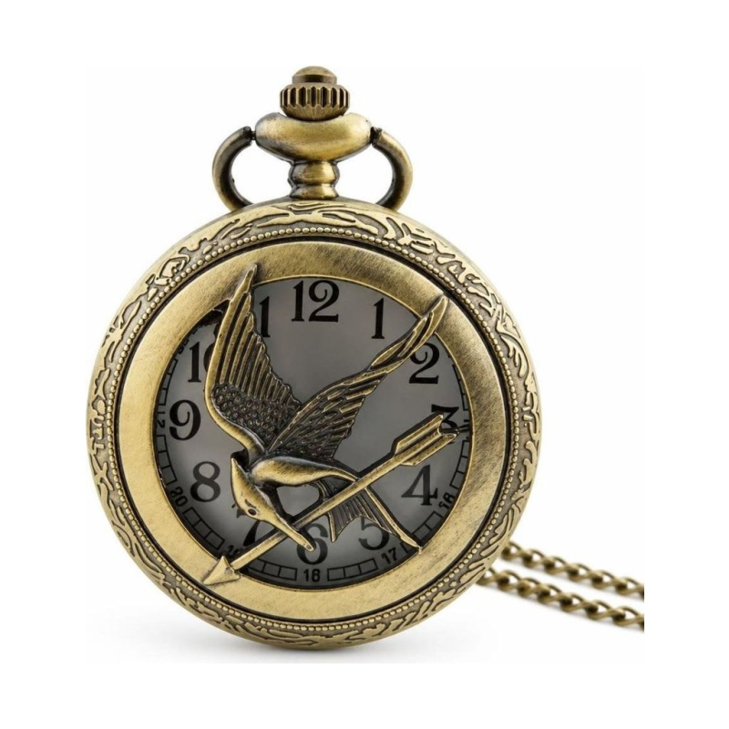 Orologio da taschino al quarzo color bronzo con uccello