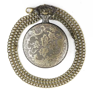 Orologio da taschino al quarzo color bronzo con uccello