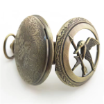 Orologio da taschino al quarzo color bronzo con uccello